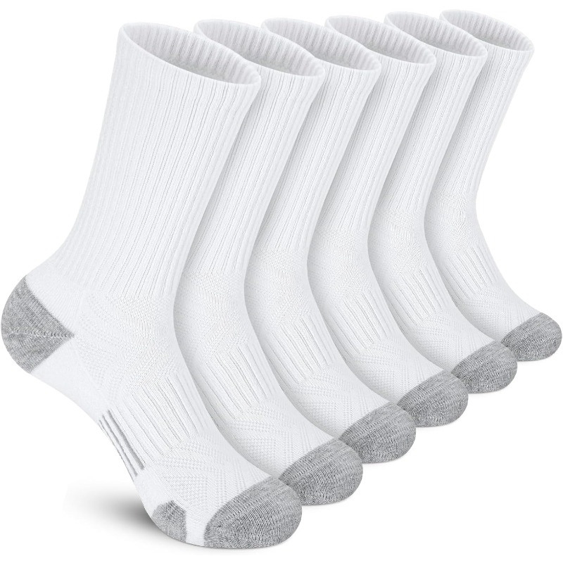 TEMU 6 Pairs Crew Socks Cushion Athletic Socks Breathable Running Socks Sports Socks For Men Women