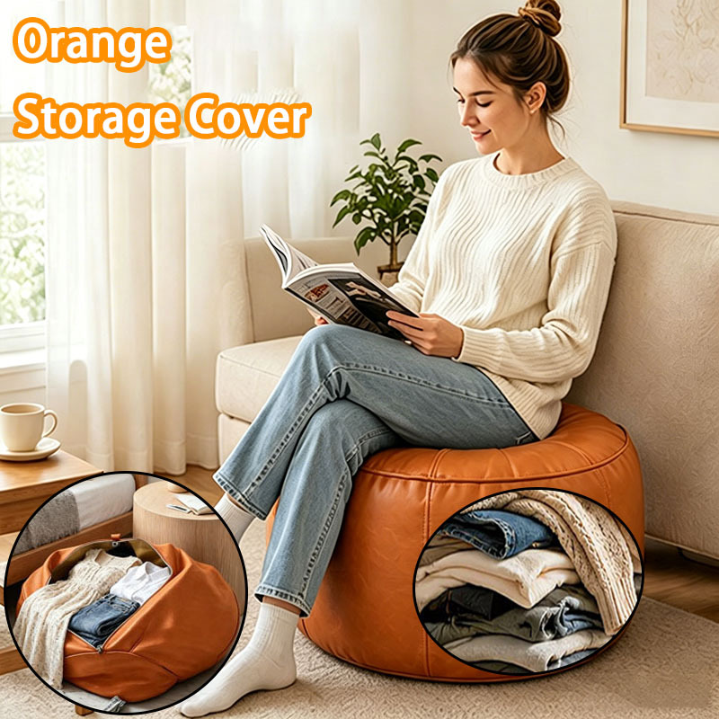 Image of Home Bedroom Living Room Pumpkin Storage Bean Bag Cover Soft Comfortable Organizer Cover No Inner Filler