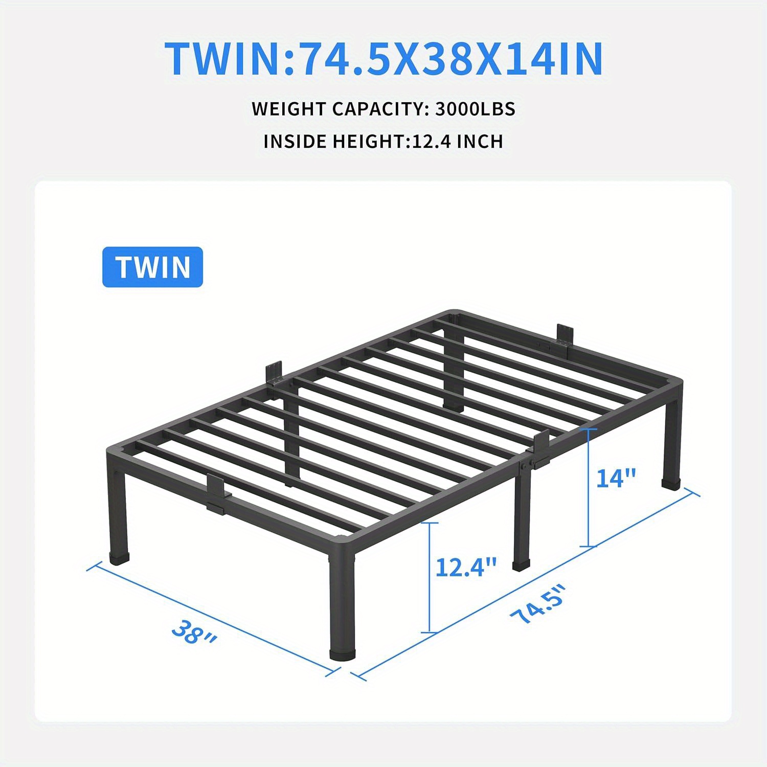 TEMU Metal Bedstead With Plate Support, Suitable For Small And Medium-sized Rooms, Convenient, Durable And Solid