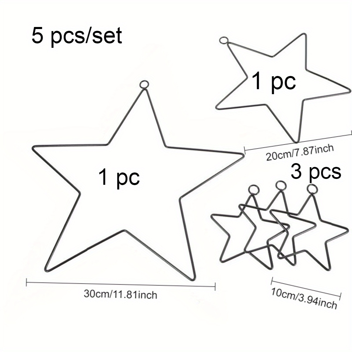 Image of Set Of 5 Metal Star Garlands For Decorating Walls, Perfect For Home Parties And Festive Occasions