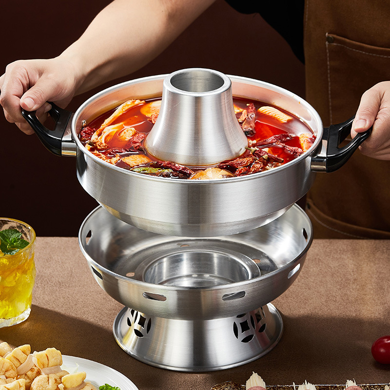 aluminum hot pot set portable easy clean no electricity needed food contact safe with ideal for family   outdoor camping details 2