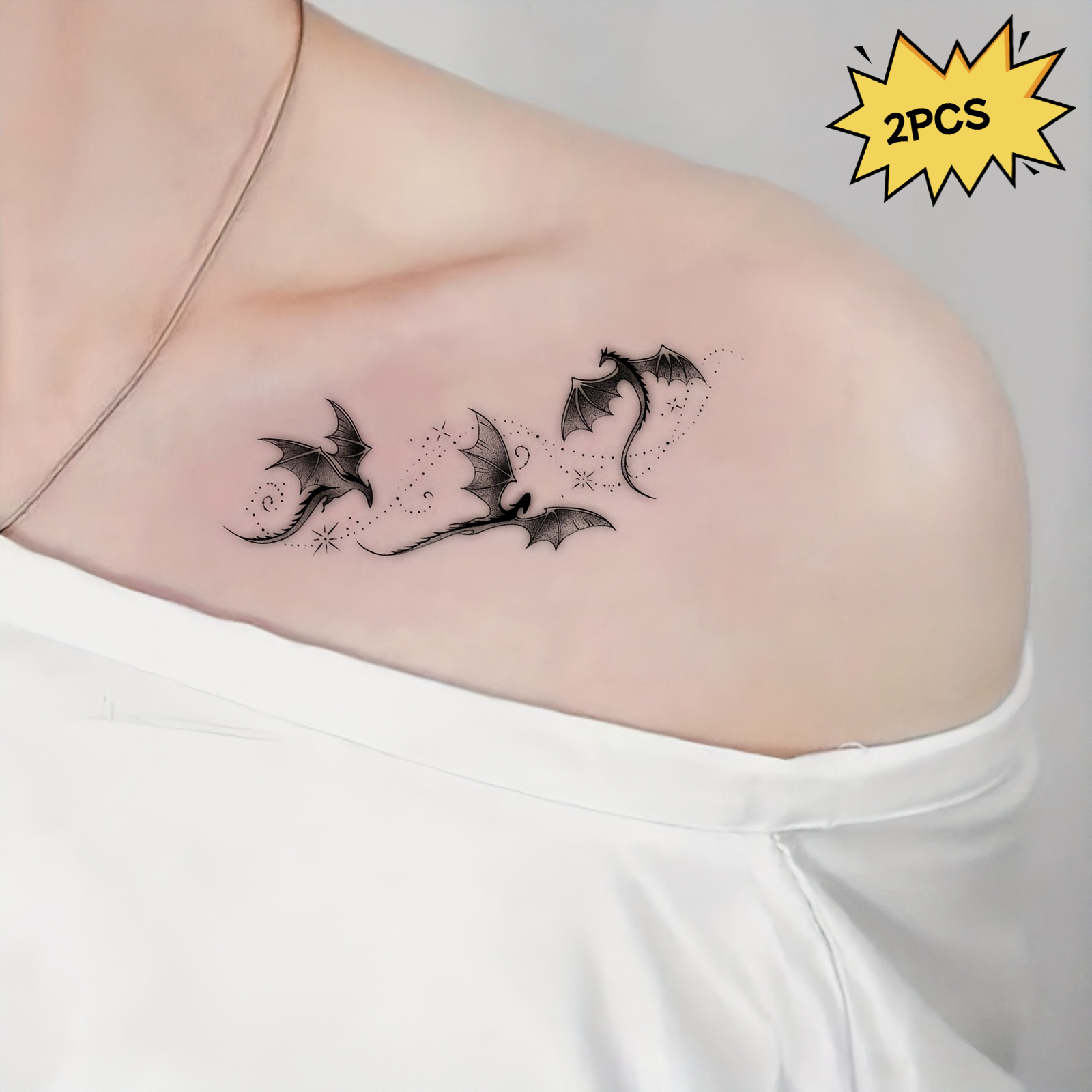 TEMU 2 Hojas de Stickers de Tatuajes Temporales, Estilo Y2K Artístico Negro de Lavable No Reflectante Brazo Adecuado para Individuos de Moda y