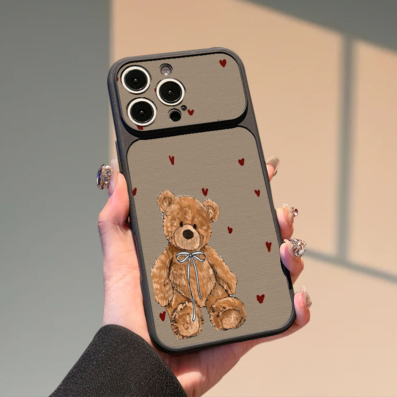 TEMU Phone Case: Cute Teddy Bear With Hearts Pattern Uv Printed Phone Case Suitable For 17promax 17pro 17 16promax 16 15 14 13 12 11 Series Phones