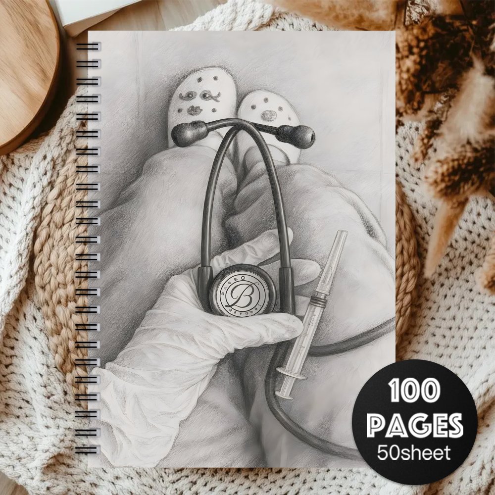 TEMU 1pc Carnet à spirale esthétique d'infirmière, journal de voyage, un cadeau pour les infirmières avec un thème médical et des des stéthoscopes,