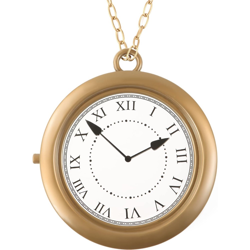 TEMU 1pc Clock Necklace White Rabbit Clock Jumbo Flavor Hip Hop Rapper Clock Necklaces For Halloween White Rabbit Costume Accessories Party Supplies