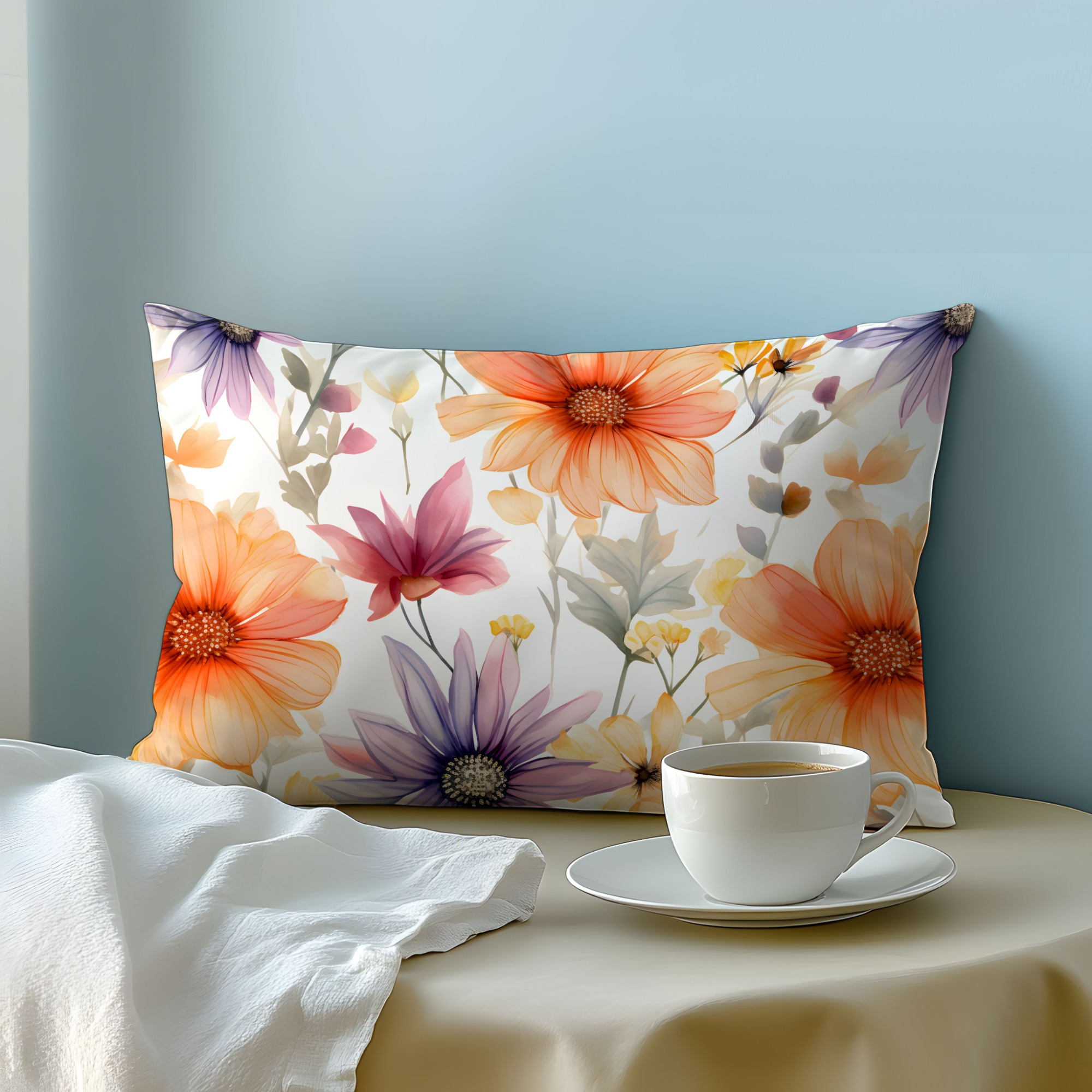 1pc orange floral 3  print pillowcase soft comfortable   fabric machine washable envelope closure woven plain weave ideal for bedroom   hotel gift ready details 9