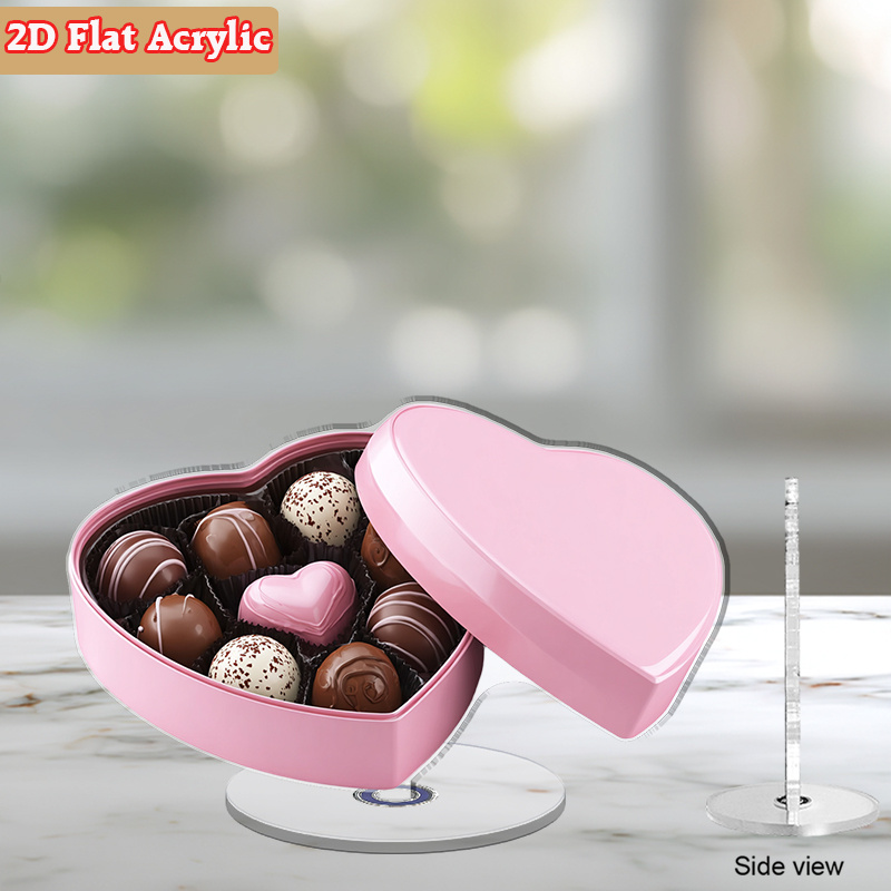 TEMU 2d Flat, 2d Flat Acrylic Heart-shaped Chocolate Box Containing 12 Different Chocolates - A Decoration, Perfect For Valentine's Day Gifts,