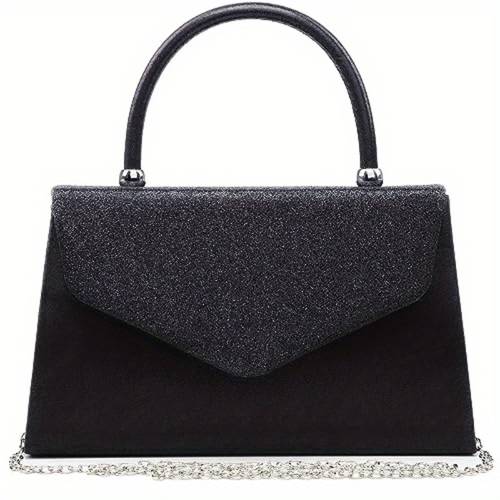 womens elegant evening clutch purse with frosted glitter detachable chain strap snap closure 8 5x5x2 inch lightweight wedding prom party handbag for women white synthetic leather wedding purse night out accessory special occasions premium womens fashion