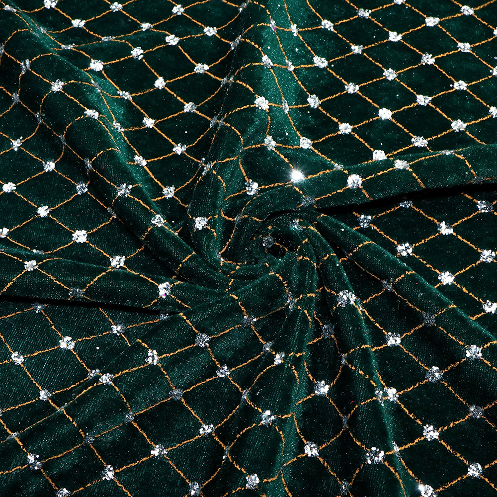 1pc Sparkling Geometric Pattern Elastic Velvet 100% Polyester Fabric, Stretch Crushed Velvet For, Bows, Backdrops, Tablecloths, Pillows, Bags, Sofa Covers, Curtains And Crafts