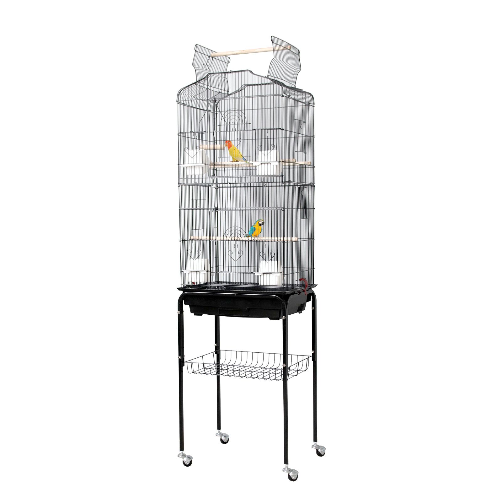 Medium Small Bird Cage With Open | Synthetic Steel, Detachable Rolling Stand, Storage Shelf, And - Ideal For Parrots And Domestic Pet Birds