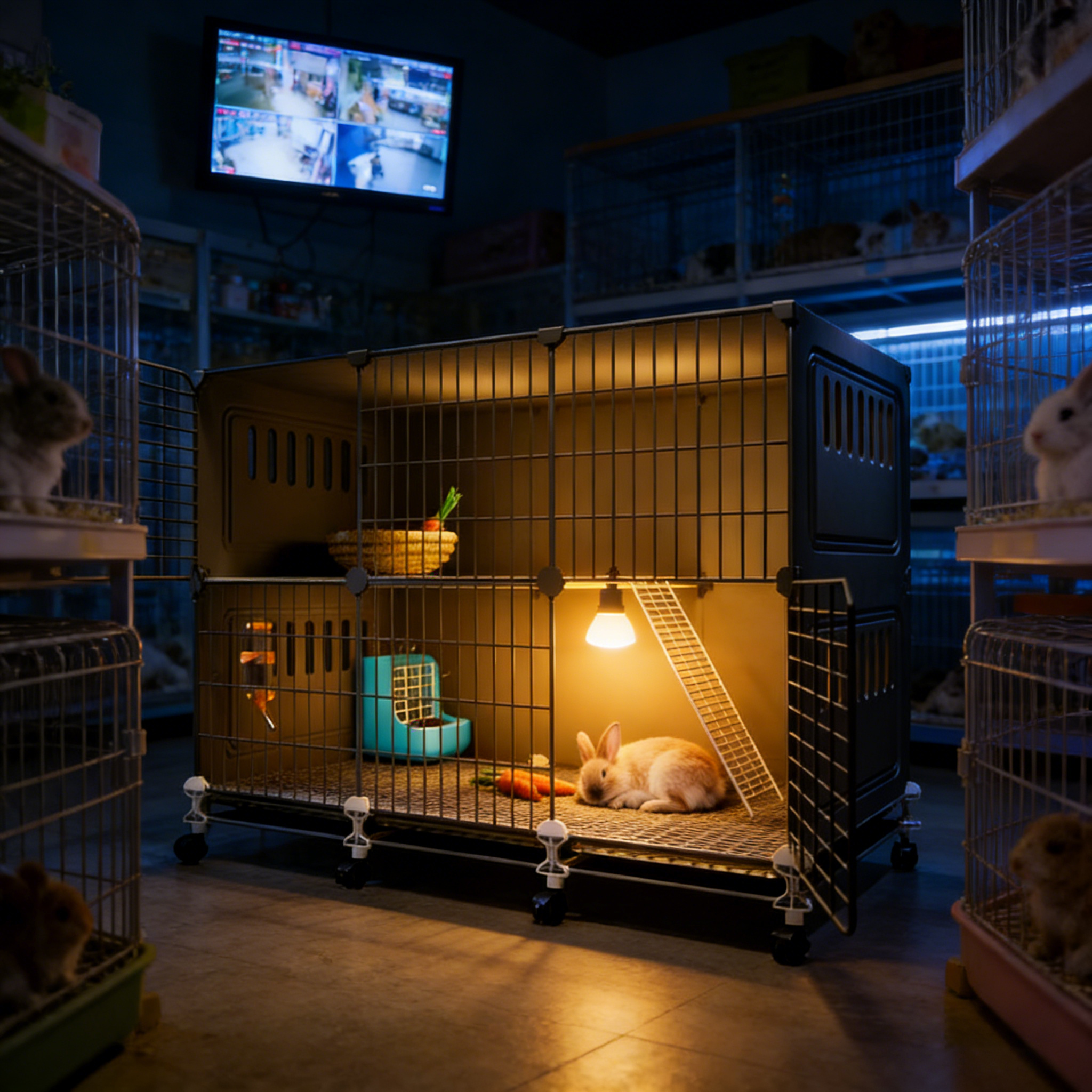 A Space-saving Luxury Rabbit Cage: 47cm Narrow Sides+ 111cm Long, Perfect for a Corner of the Living Room. A New Choice for Pet Rabbit Cages: Comfortable and Easy to Care for.