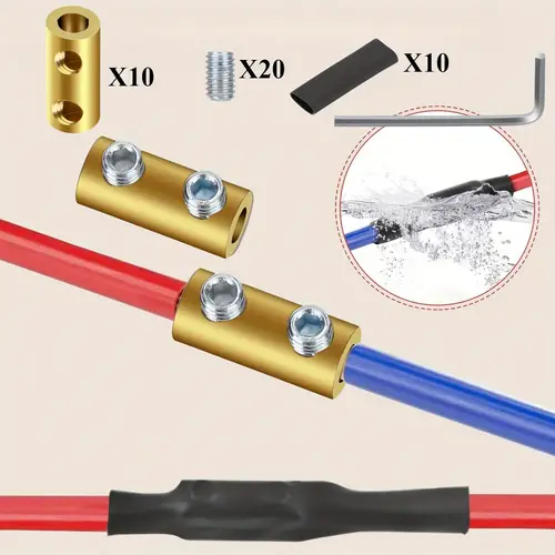 60 wiring connection terminal 10pcs 10 awg gauge wire connector nut kit splicing quick wiring connection terminal circuit connector wire connectors with screws and heat shrink tube circuit terminal