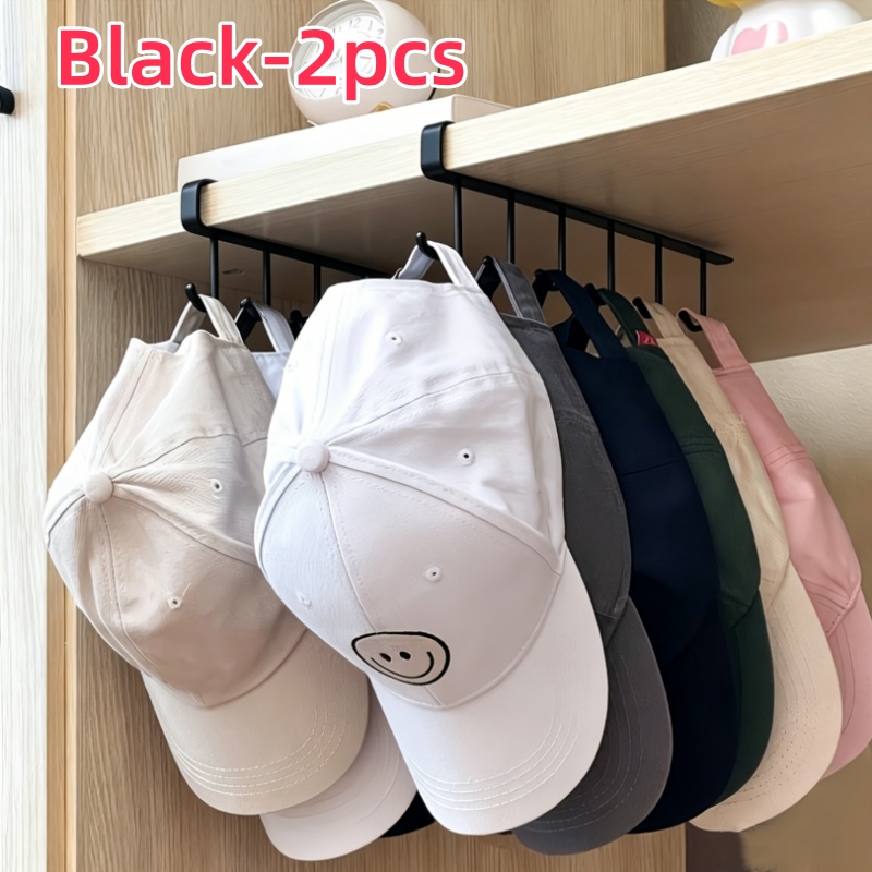 TEMU Porte-Chapeaux 2pcs Porte-Chapeaux de Rangement pour Armoire - Organisateur Multifonctionnel à 6 Crochets , Convient pour le Rangement des