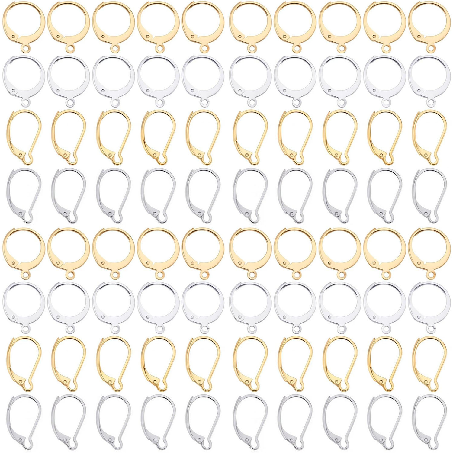 TEMU 1 Boîte de 80pcs Embouts de Boucles d'Oreilles à Huggie Créations de Boucles d'Oreilles à Cercler Crochets d'Oreilles à Embouts de Boucles