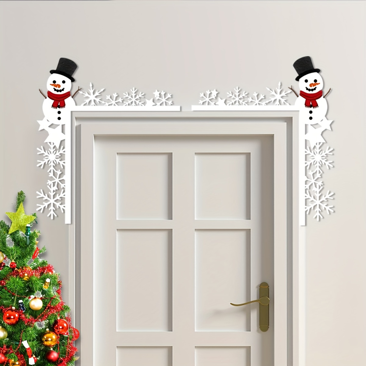 TEMU 2pcs Colorful Christmas Snowman Acrylic Wall Sticker Door Corner Decorative Signs, Christmas Snowman Hanging Door Frame Decor, Holiday Decor,