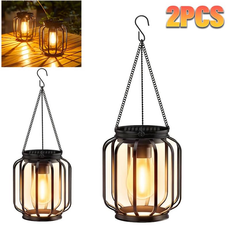 TEMU 2/4packs Solar Lantern Outdoor, Upgraded Hanging Solar Lights Outdoor Garden Metal Hanging Lanterns Decorative Lighting Solar Powered Waterproof