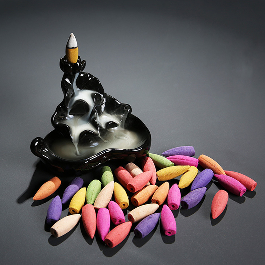 

Room Decor 50pcs Incense Cone Spa Mini Backflow Incense Wormwood Incense Cone Sandalwood Zen Ceramics