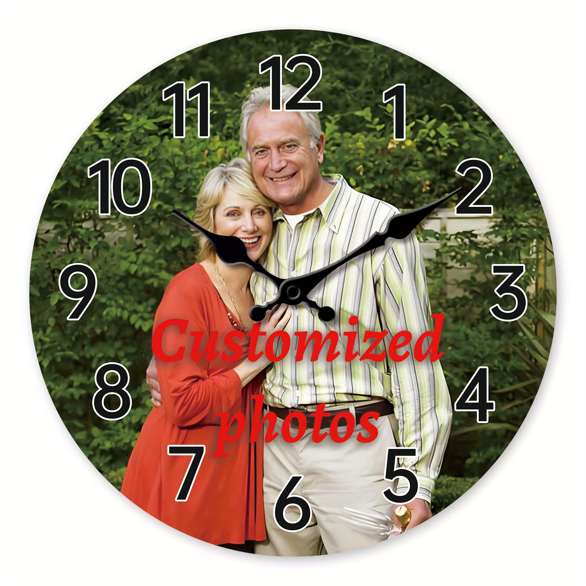 TEMU A, Customized 10-16 Inch Personalized Wooden Wall Clock, Suitable For Couples, Special Occasions And Gifts With Customized Photos, Silent,