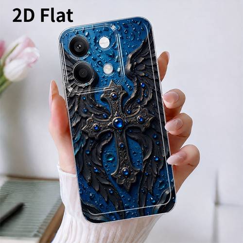 phone case 2d flat sapphire black winged cross phone case suitable for redmi 5g 15c 5g a3 a5 4g note 10 11s 12 13 14 15 pro xiaomi 17 15 13 14t pro poco c61 c65 c71 c71 m6 m8 x5 x6 x7 f3 f4 f5 f6 f7 f8 perfect