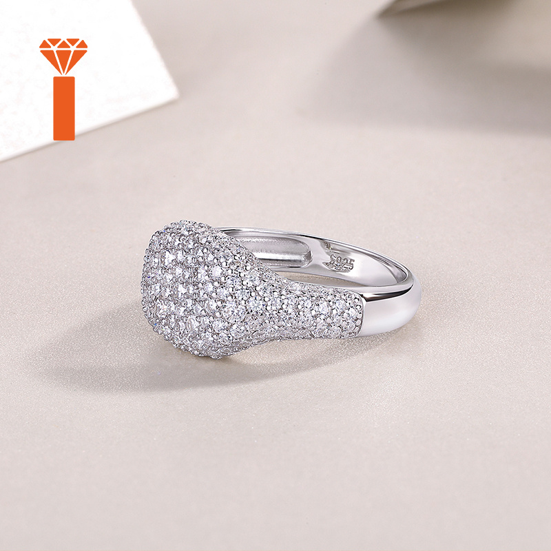 Dome Set Moissanite Bridal Ring in S925 Silver