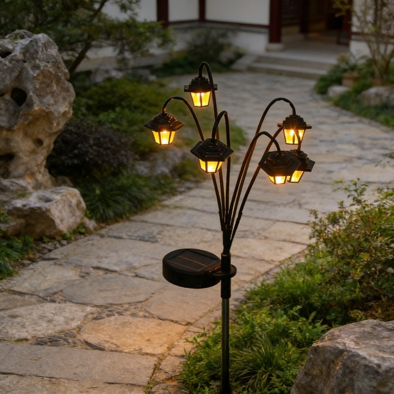 E-shop Outdoor-Solar-Vintage-Palastlaterne mit 6 warmweißen LED-Lichtern, speziell entwickelt für die Hofwegbeleuchtung, ein unverzichtbares