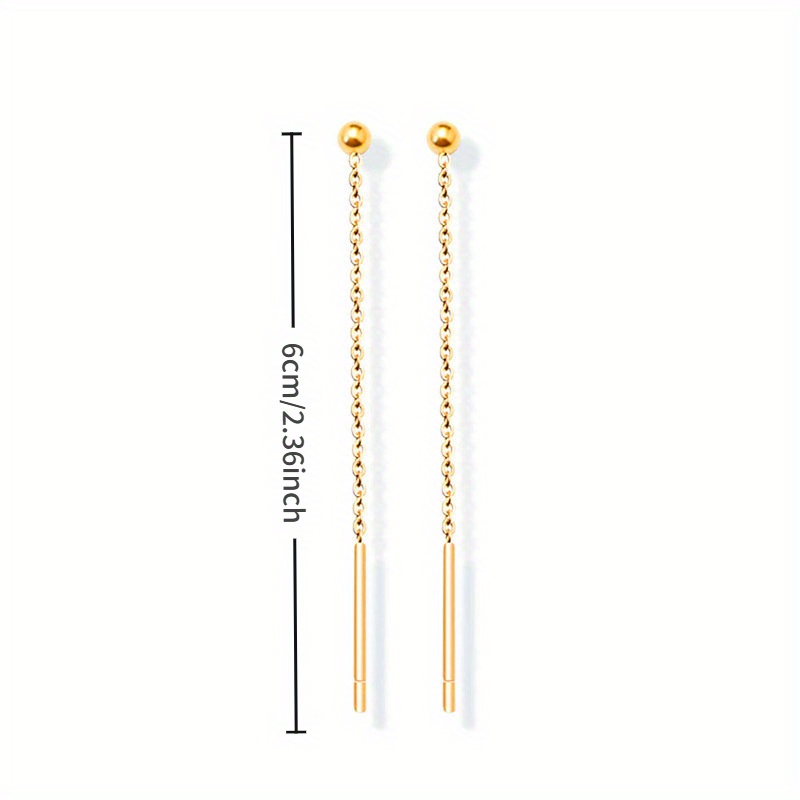 Tassel Chain Bead Stainless Steel Earrings