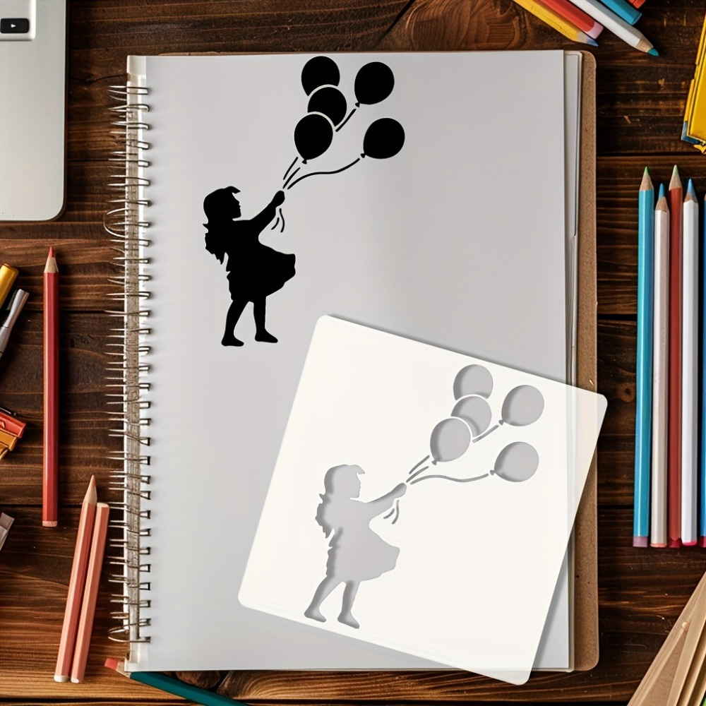 Balloon Girl Themed Painting Template, Washable and Reusable