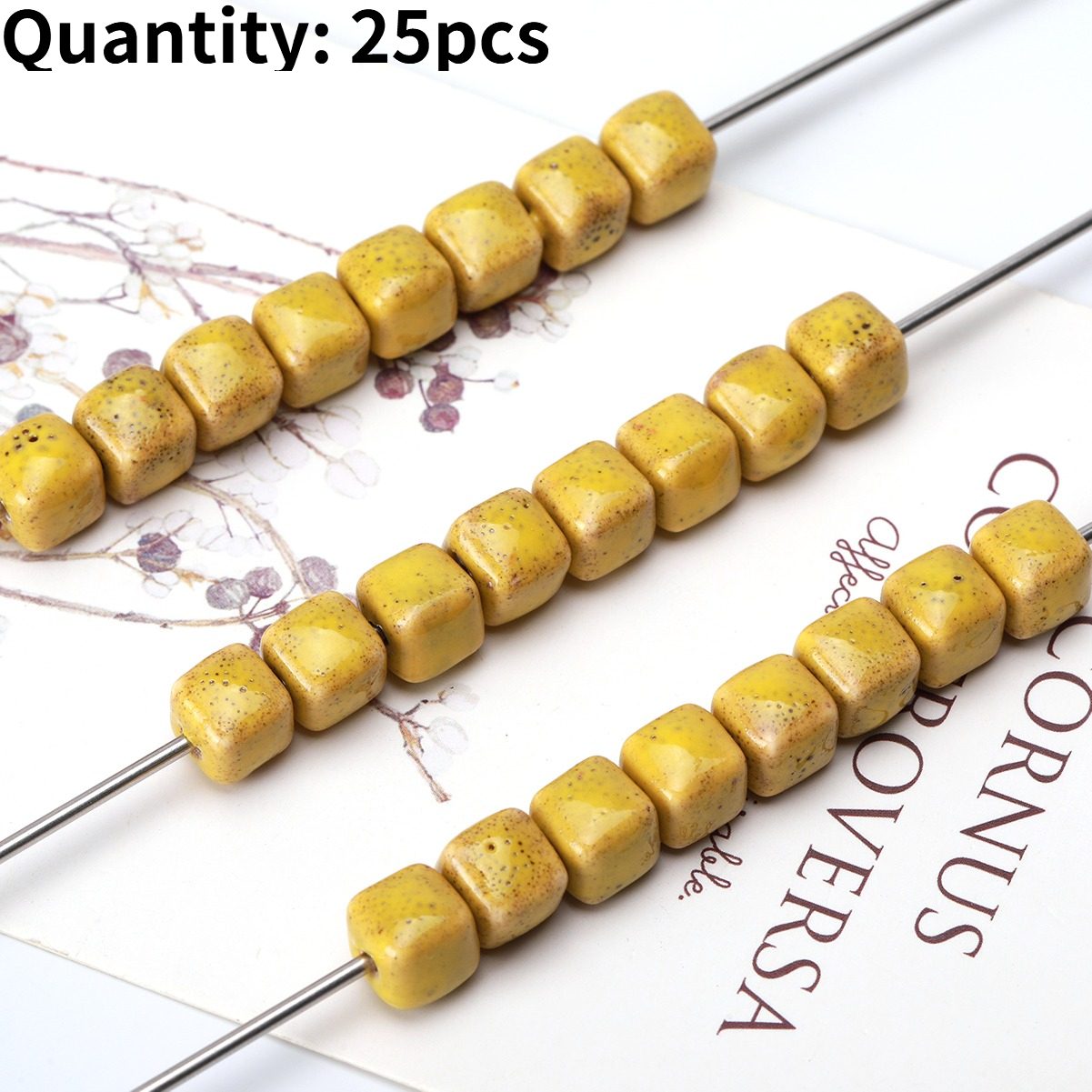 25pcs Vintage Speckled Glazed Ceramic Beads for DIY Jewellery Making