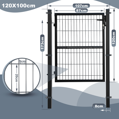 de jardin flg avec serrure et 3 clés, poteau de simple, de clôture, grillage à de chaîne, vert , dentrée, de cour, ensemble de à , à barreaux, de clôture, porte de clôture, grillage en fil métallique à tube