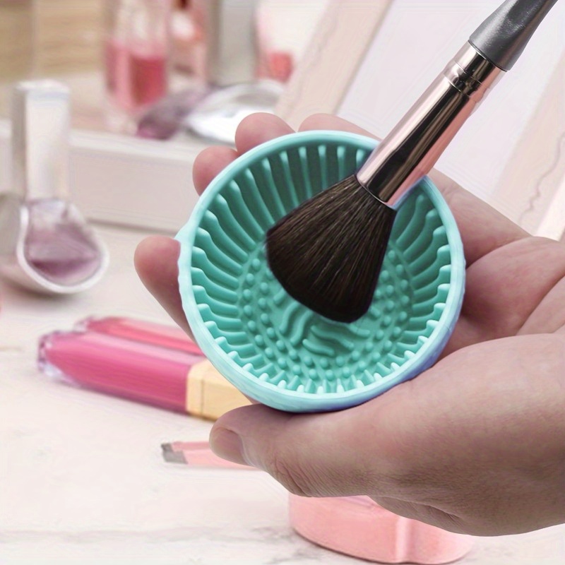 

Makeup Brush Cleaner Bowl, Solid Color Silicone Scrubber Pad, Silicone Makeup Brush Cleaning Bowl, Brush For Cleaning