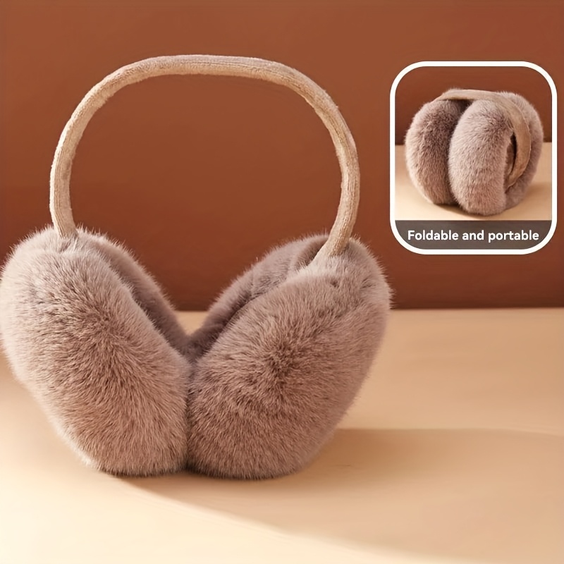 unisex soft plush ear muffs adjustable retractable ear pads  display picture 3
