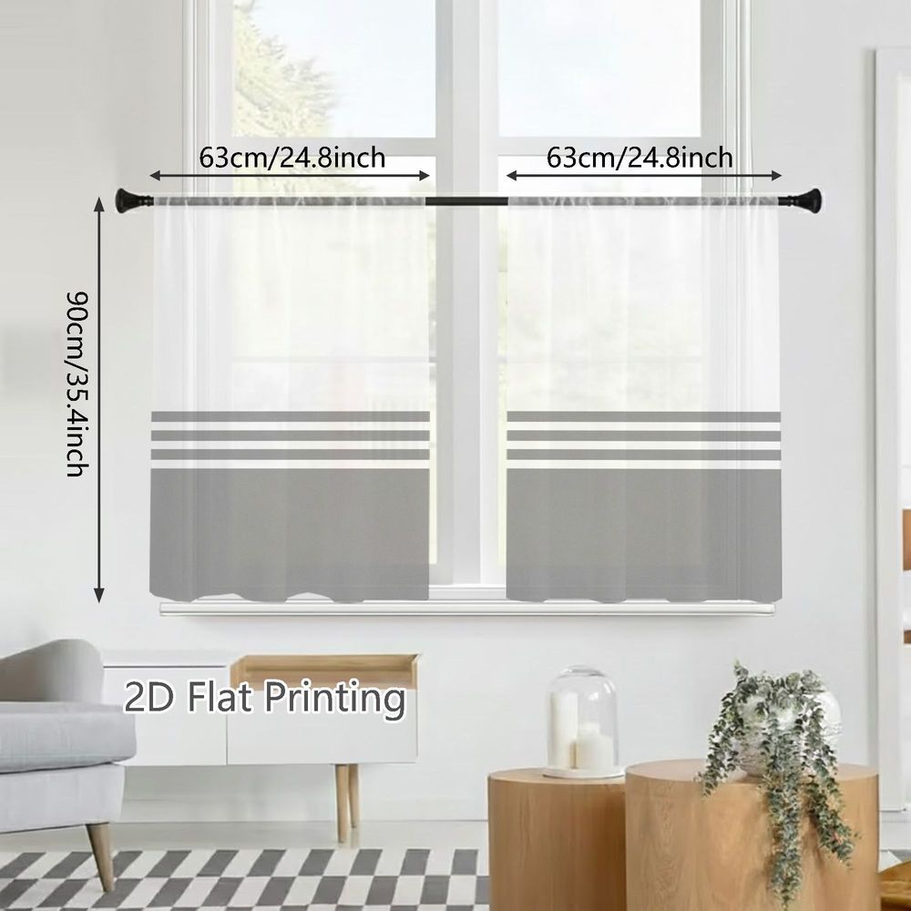 TEMU 2d Flat, 2pcs Panel Modern Minimalist Semi-sheer Curtains Suitable For, Bedroom, - Pocket Window Drapes With Rod Pocket, Filtering Panels,