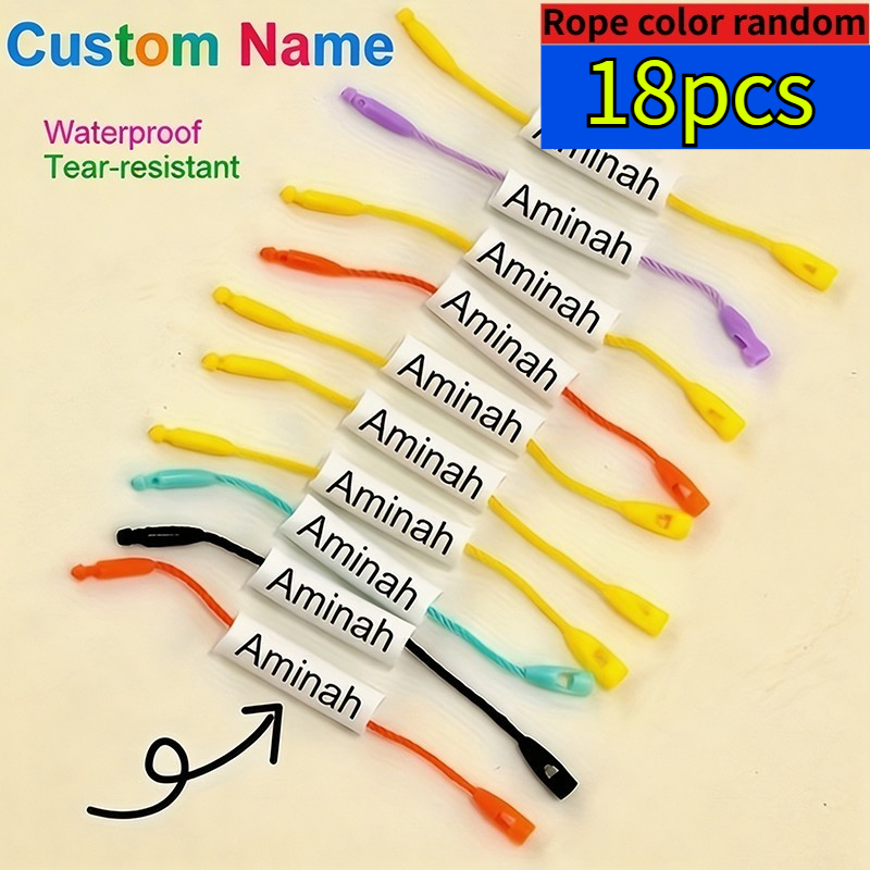 TEMU Customizable Pvc Name Tags And Stickers, Personalized Name Labels For Water Bottles, Umbrellas, Bags, Shoes, Clothes & Lanyards - Random Rope