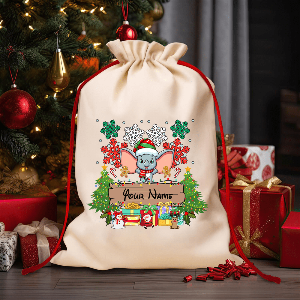 

1pc Customizable Christmas Drawstring Bag, , Satchel, , Unlined, For - , Personalized Name Decoration Storage