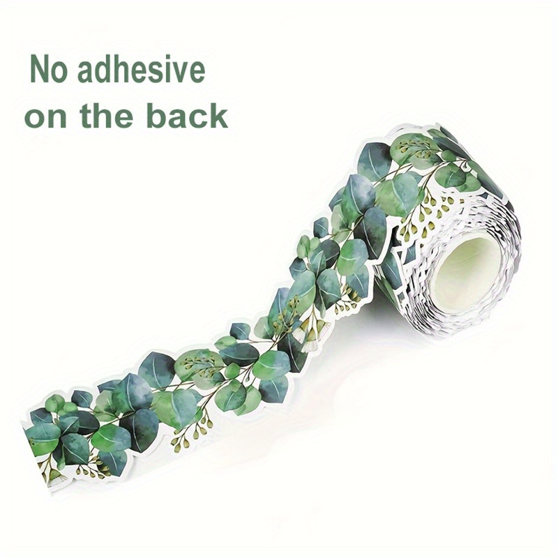 TEMU Of 15m/590 Inch Eucalyptus Die-cut Border Trim - Modern Green Theme For Classroom & Office Decor, Paper-made, Ideal For And Party Decorations,