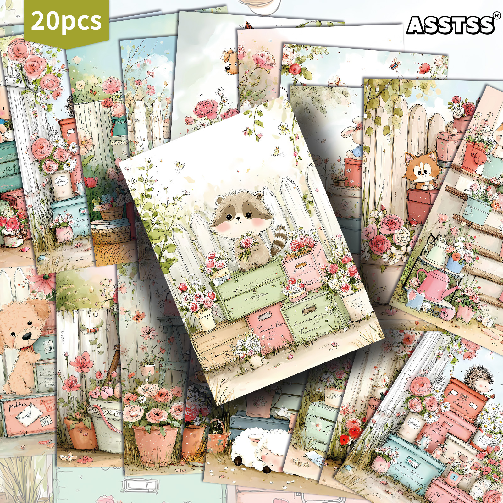 TEMU Set Of 20 Assorted Vintage Garden Postcards - Measuring 4x6 Inches, Retro Junk Journals, Scrapbooking, And As Collectible Decorative Art Cards