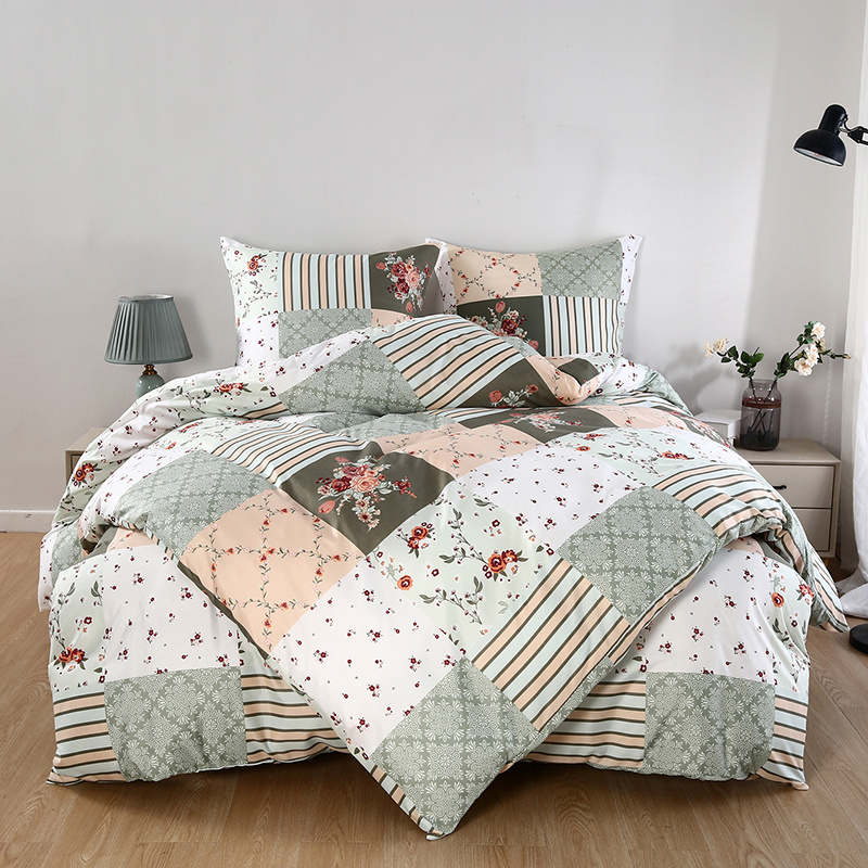4pcs Double-sided Printed Reversible Floral Plant Pattern Duvet Cover Set (2 Duvet Covers And Pocket Pillowcases) High-end Brushed Dye Machine Washable Bedding, Suitable For Bedroom, , Hotel Dormitory