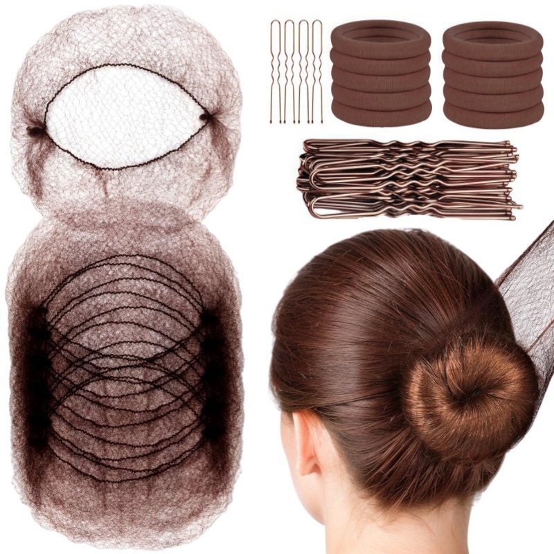Image of 70pcs Hair Set: Mesh Hair Net (invisible Hair Net, Hair Band, U-shaped Pin), Suitable For Ballet Competitions, Fits All Women's Or Hair