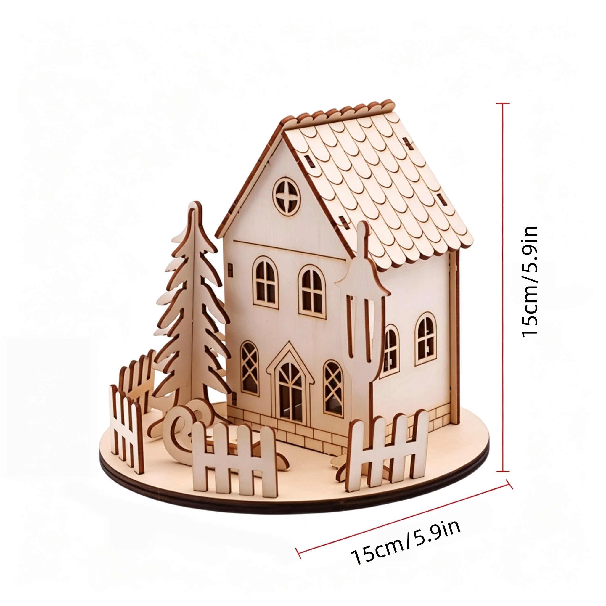TEMU 1 pz Decorazione Natalizia in Legno a Forma di Recinzione per Cottage, Albero di Natale e , Design Recinzione, Decorazione Atmosferica per Casa