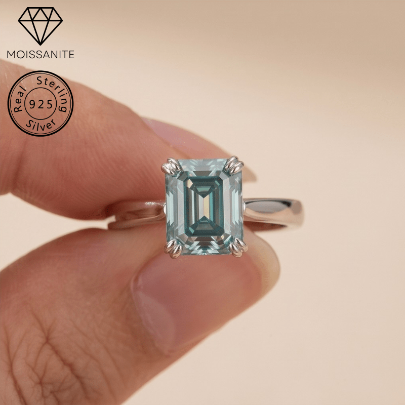 Women's 3.0 Carat Blue Green Moissanite Ring, Elegant Gift