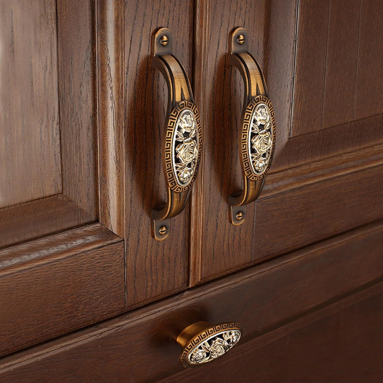Gold Vintage Carving Wardrobe Knob Furniture Door Knobs and Handles Cabinet Kitchen Cupboard Drawer Pulls Decorative Knob - 13