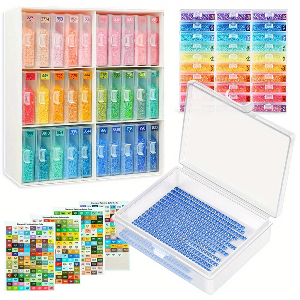 Image of 6pcs/30pcs Diamond Painting Beads Storage Containers Trays, 2-in-1 Tray And Beads Storage, Diamond Painting Accessories Diamond Painting Trays With Lids, Beads Art Tools Storage Rack