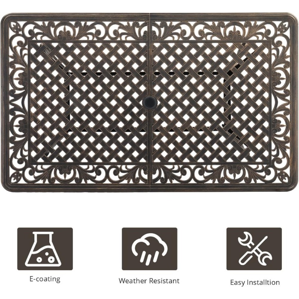 Bonnlo 5pcs Outdoor Dining Set Cast Aluminium Patio Furniture with 4 Chairs and 1 Umbrella Table for Garden Porch Poolside Weather-Resistant Bronze