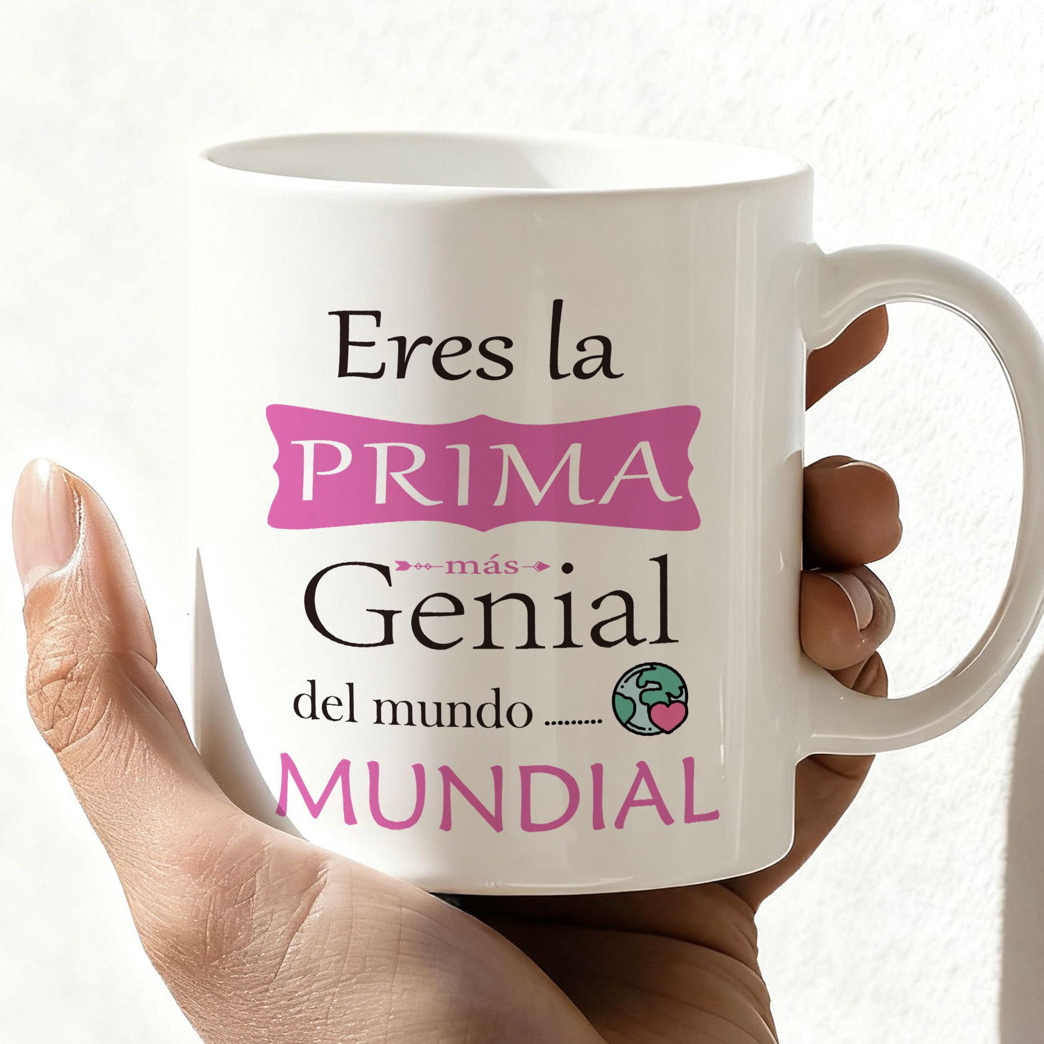 TEMU 1 taza de cerámica blanca cara " Más del Mundo" - 11 oz | Taza para café o té, en lavavajillas y hogar u oficina. único ideal: (na), hermana,