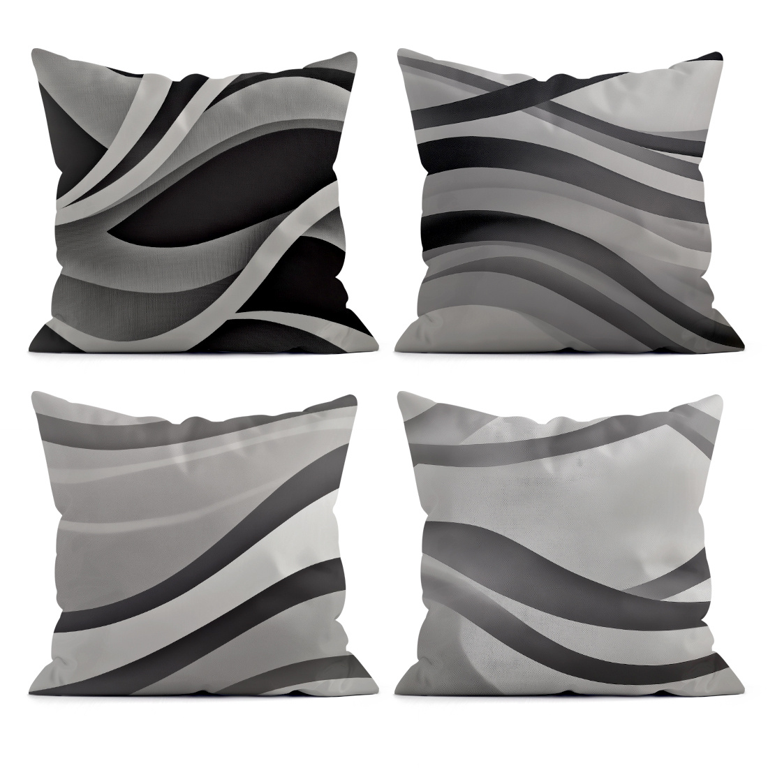 E-shop 4er- geometrische Kissenbezüge, 45x45cm, Pfirsichhaut-, , zeitgenössischer , Reißverschluss, Maschinenwaschbar für Sofa-