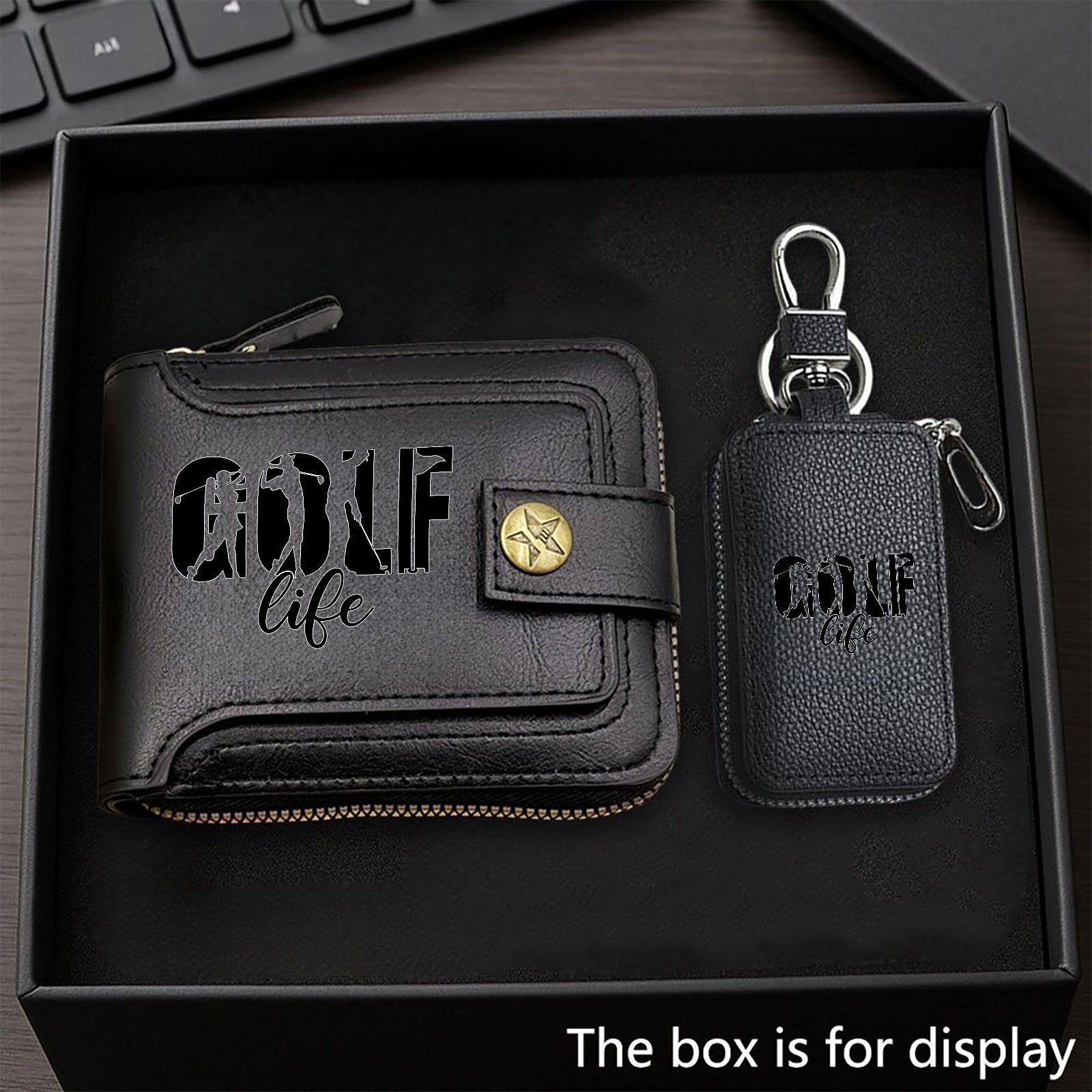 TEMU Golf Wallet And Key Holder 2pcs Set, Men's Novelty Wallet, Stylish Business Wallet And Key Holder, Coin Purse, The For Holiday Gifts For , And