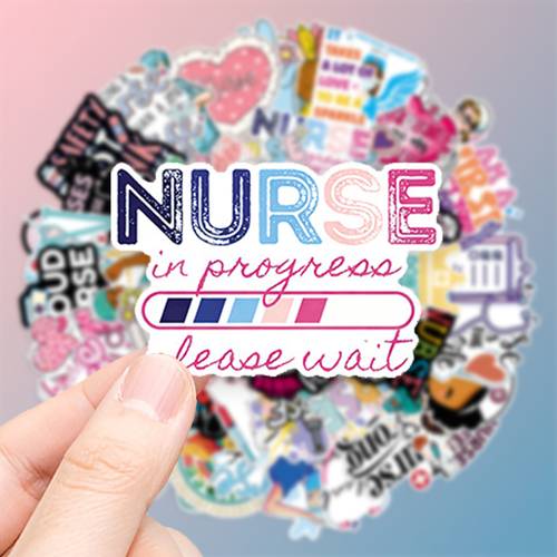 50pcs appreciation stickers with vibrant graphics healthcare symbols and positive themes suitable for celebration decoration vinyl suitable for decorating laptops cell phones guitars water bottles cars