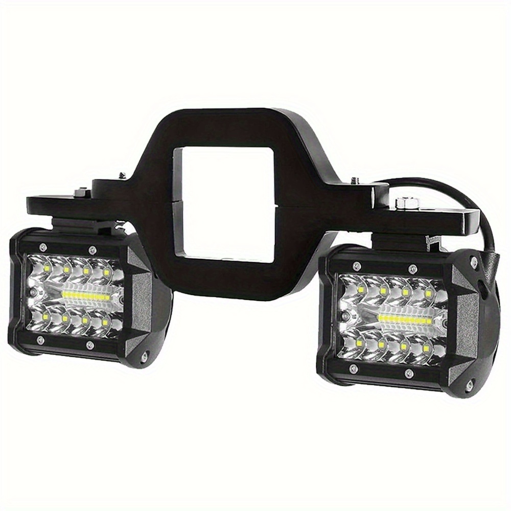 TEMU 2pcs 4 pouces 60W LED avec supports de montage de remorque de 2 pouces Barre lumineuse de travail LED pour camionnette ATV SUV Double LED