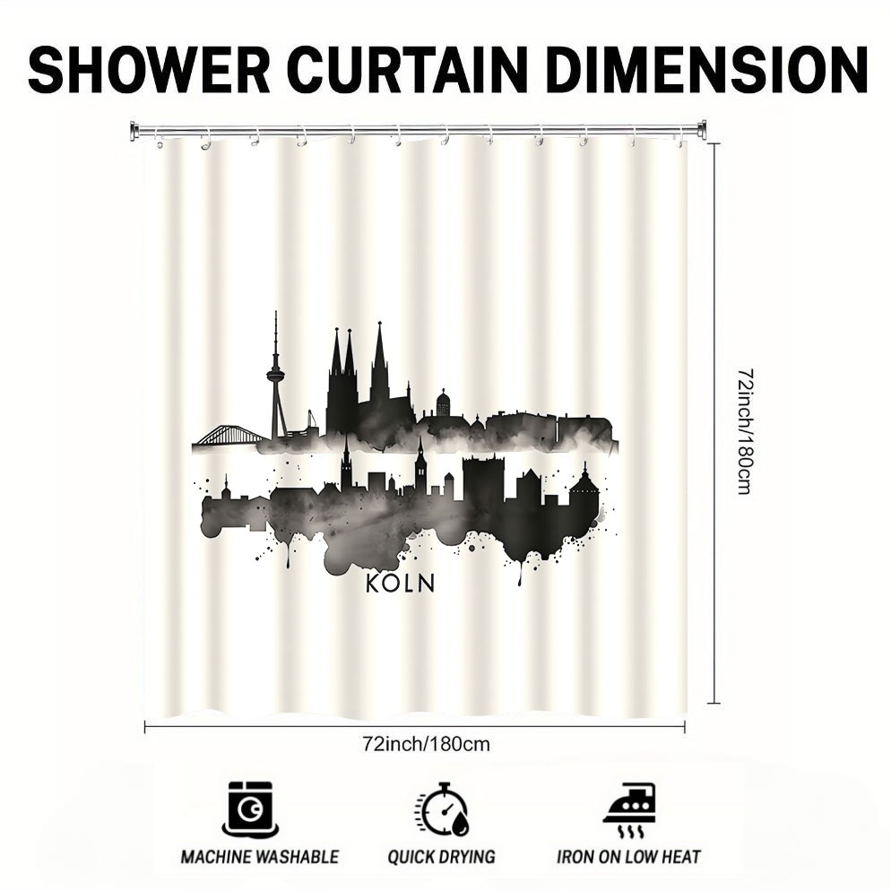 E-shop 1 Stück Köln - Themen-Duschvorhang, 180x180 cm, mit 12 Haken, Moderner Badezimmer-Vorhang, Künstlerisches Tintenspritzer-Design in für das