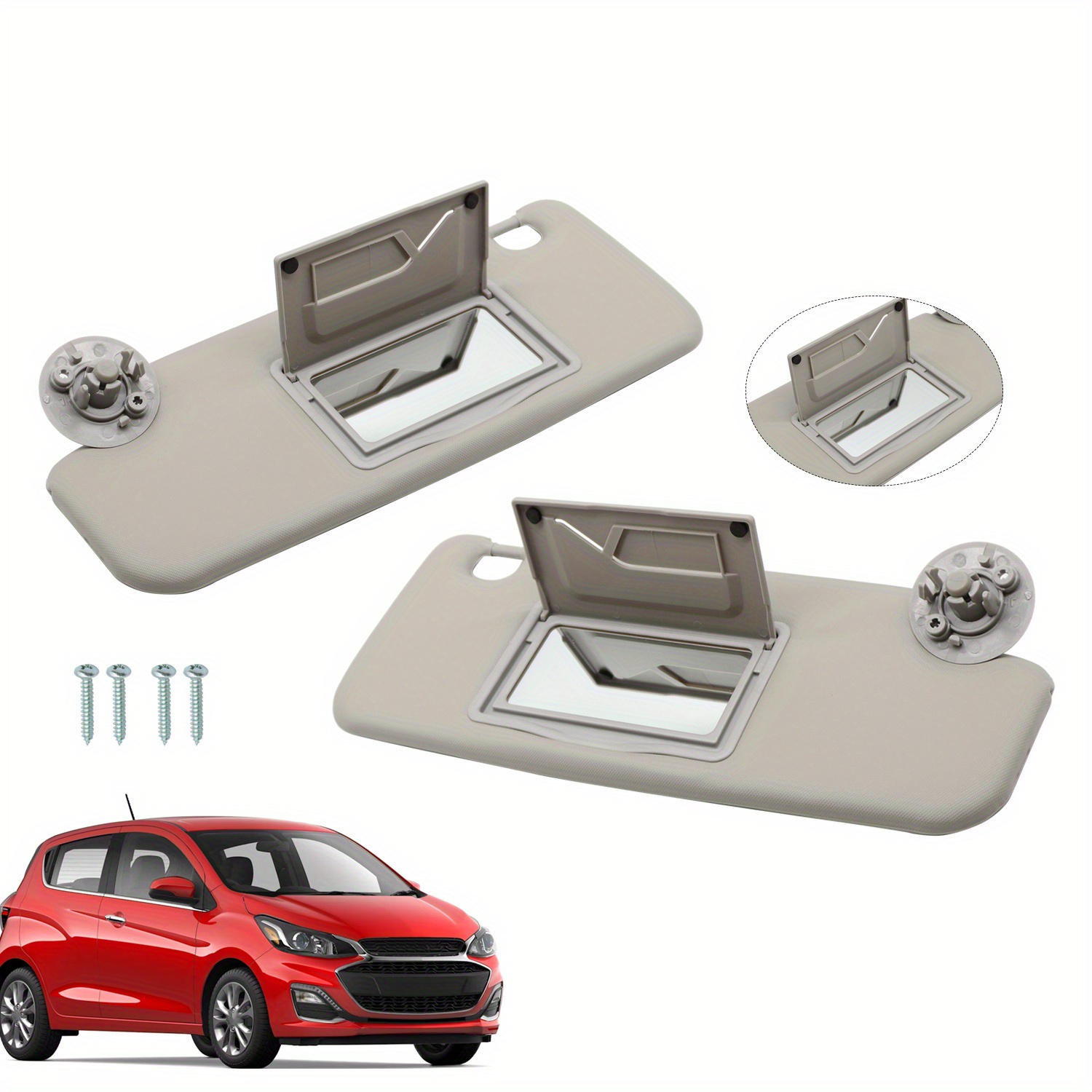 TEMU Dual Luxury Gray Driver & Passenger Sun Visors With Mirror For For 2012-2020